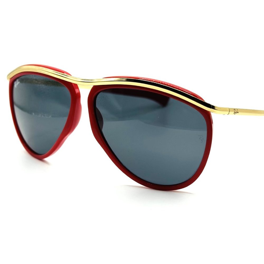 NEW RAY BAN RB 2219 OLYMPIAN AVIATOR 1243/R5 Polished Red-Gold/Blue 59mm